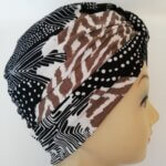 Taupe, Black, White Turban